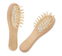 FOMIYES 2Pcs Portable Wooden Hair Brush Set Mini Paddle Brush Wide Tooth Comb Anti-Static Hair Care Gentle Scalp Massage Suitable for Men Women Wet Dry