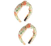 FOMIYES 2pcs Pumpkin Print Headband Knotted Wide Brim Fabric Headband for Thanksgiving