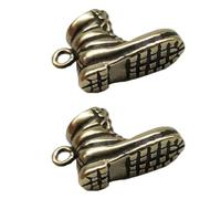 FOMIYES 2pcs Pure Copper High Heel Boots Mini Keychain Pendants, Brass Handmade Shoe Charms for DIY Keyrings and Bag Accessories