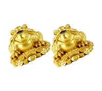 FOMIYES 2pcs Resin Desktop Toad Sculpture Golden Three-legged Money Toad Figurines Feng Shui Wealth Ornaments for Home Office Decor 5.5x4.8x3.8cm