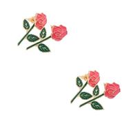 FOMIYES 2pcs Retro Fairy Tale Enamel Rose Earrings Unique Floral Statement Jewelry for Women Daily Wear and Party Accessory