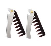 FOMIYES 2pcs Retro Oil Comb for Men Stainless Steel Folding Hair Comb Portable Hair Beard for Styling Wet and Beard