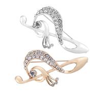 FOMIYES 2pcs Rhinestone Music Note Brooch Pin Silver Gold Alloy Embellished Clothing Badge Elegant Sparkling Accessory for Women Casual Formal Events