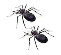 FOMIYES 2pcs Rhinestone Spider Brooch Crystal Lapel Pin Bling Halloween Spider Badge Jewelry Accessory for Women Men Suit Coat Bag Decoration