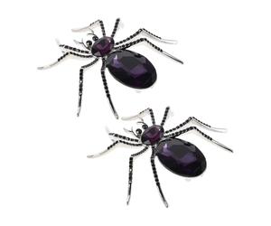 FOMIYES 2pcs Rhinestone Spider Brooch Crystal Lapel Pin Bling Halloween Spider Badge Jewelry Accessory for Women Men Suit Coat Bag Decoration