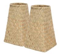 FOMIYES 2pcs Rustic Woven Straw Flower Vase Set, Decorative Desktop Flowerpot with Natural Color, Simple Handmade Wicker Basket Planter for Dried Flower Arrangement and Home Décor