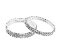 FOMIYES 2pcs Silver Rhinestone Stretch Bangle Bracelets for Women, Glittery and Stackable Jewelry Suitable for Prom Nights and Daily Outings, Easy Wear and Removal