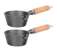 FOMIYES 2pcs Small Cast Iron Saucepan 11cm Diameter 5cm Height Mini Frying Pot with Handle for Melting Butter and Pouring Oil, Suitable for Induction Hob Kitchen Cooking