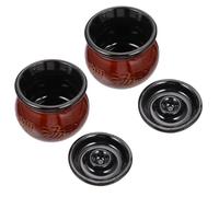 FOMIYES 2pcs Small Ceramic Soup Pots 250ml Heat-resistant Clay Casserole Skillets for Stew, Bibimbap, and Rice Noodle Hot Pot Cooking in Kitchen