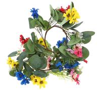 FOMIYES 2pcs Small Daisy Floral Candle Rings with Artificial Eucalyptus Leaves 25cm Table Centerpieces for Wedding Party Indoor Green Wreath Decorations