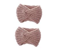 FOMIYES 2pcs Soft Woolen Yarn Knitted Headband for Women Cross Hair Band in Pink Handmade Warm Winter Hair Accessory Foldable Stylish Headwrap for Fall and Gift