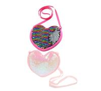 FOMIYES 2Pcs Sparkly Heart Shaped Sequin Crossbody Bag for Shoulder Strap Pink Bling Purse for Coins and Small Essentials Cute Glitter Handbag
