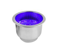 FOMIYES 2pcs Stainless Steel Drink Bottle Bracket with Blue LED Light, Recessed Water Cup Holders for Rv and Table Use, Easy Installation and Rust Resistant