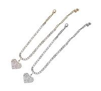 FOMIYES 2pcs Sterling Silver Anklet for Women Heart Rhinestone Ankle Chain Women Ankle Jewelry