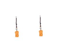 FOMIYES 2pcs Tibetan Wood Keychain Durable Carved Guardian Pendant Feng Shui Ornament for Purse Backpack Bag Cultural Charm Year Gift