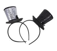 FOMIYES 2PCS Top Hat Headband: Tea Party Sequin Fascinator 1920s Party Costume Accessory for Women Girls Halloween Christmas New Year Eve