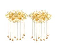 FOMIYES 2pcs Traditional Chinese Flower Hair Combs Tassels for Weddings Luxurious Hairpin Accessories for Brides and Bridesmaids Vintage Floral Hair Barrette