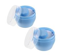 FOMIYES 2pcs Travel Powder Dispenser with Puff for Babies - Portable Refillable Dusting Powder Puff Box in Blue - Compact Skin Care Container for Nursery and On-The-go Use