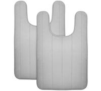 FOMIYES 2pcs U-shaped Anti-slip Bathroom Mat Set, Super Absorbent Silver Grey Toilet Floor Rugs 40x60cm, Non-skid Bath Shower Floor Cushions for Home and Toilet Use