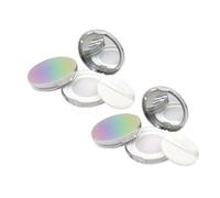 FOMIYES 2PCS Ultra Thin Portable Loose Powder Holder with Flip Lid and Elastic Mesh Abs Makeup Storage Box for Travel and Touch Up Compact Empty Powder Cases for Women