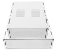 FOMIYES 2pcs under Desk Drawer Organizer Set, Adhesive Hidden Storage Boxes for Home Office, White Large Medium Slide-out Drawers for Desktop Stationery and Small Items