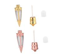 FOMIYES 2pcs Upgrade Lip Gloss Empty Bottles Portable Lip Liquid Storage Tubes in Golden and Rose Gold Creative Radish Shape Makeup Dispenser for Travel and Gift