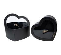 FOMIYES 2Pcs Valentine'S Day Heart Shaped Flower Boxes with Window and Lid for Floral Arrangement and Packaging, Black Decorative Paper Boxes for Wedding, Birthday Present