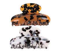 FOMIYES 2PCS Vintage Acrylic Marble Pattern Hair Claw Clips Large Hair Jaw Clip for Women Coffee and White
