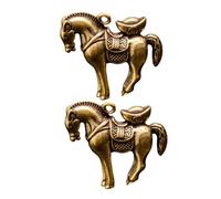 FOMIYES 2pcs Vintage Brass War Horse Keychain Pendant Small Hanging Ornament Key Ring Accessory for Car Keys and Craft Jewelry
