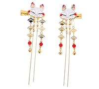 FOMIYES 2pcs Vintage Chinese Styled Alloy Hair Clips Cartoon Design and Shiny Tassels for Girls Hairstyles and Accessories and Decorative Headpieces