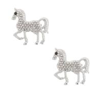 FOMIYES 2pcs Vintage Rhinestone Horse Brooch Silver Alloy Animal Pin Decorative Clothing Accessory Scarf Pins for Men Women Stylish Lapel Jewelry Gift