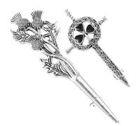 FOMIYES 2Pcs Vintage Thistle Brooch Pins for Women, Scottish Flower Lapel Pins, Decorative Safety Badge Corsage Accessories for Clothing and Birthday