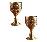 FOMIYES 2pcs Vintage Zinc Alloy White Wine Cups with Engraved Flower Pattern, Antique Style European Goblets for Home Use and Russian Whiskey Shots