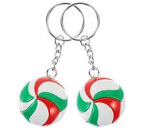 FOMIYES 2pcs Volleyball Keychains Portable Bag Pendant Decorative Sports Souvenirs for Students Fans Red and Green
