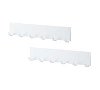 FOMIYES 2pcs Wall-Mounted 6-Hook Storage Hangers, Carbon Steel Kitchen and Bathroom Sundries Organizer Hooks, White Self-Adhesive Utility Hooks for Indoor Wall Storage