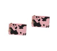 FOMIYES 2pcs Wallet for Women with Durable PU Material Cow Print Card Pouch Keychain Space Saving Design with Cash Pocket and Zippered Coin Purse for Travel and Shopping Gifts