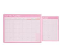 FOMIYES 2pcs Weekly Plan Notepad and Monthly Planner Paper Set, Candy Pink Agenda Noting Book with Schedule Checklist for Work and Study Planning