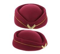 FOMIYES 2pcs Wheat Ear Hat Stewardess Cap Air Hostess Costume Hat for Women Ladies Flight Attendant Uniform Plane Party Accessories