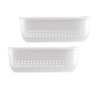 FOMIYES 2pcs White Plastic Thickened Hanging Storage Basket Set for Vegetable and Fruit Washing with Fine Mesh Design Multifunctional Drain Basket for Kitchen Sink Organization