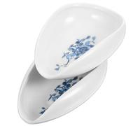 FOMIYES 2pcs White Porcelain Tea Leaf Holders Ceramic Tea Spoons with Blue Peony Pattern Practical Accessories