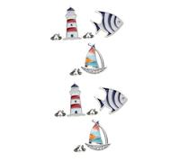FOMIYES 2sets Navy Style Brooch Cartoon Tropical Fish Sailboat Lighthouse Alloy Pins for Bags Jackets Dresses More Elegant Jewelry for Women 3pcs*2