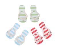 FOMIYES 3 Pairs Miniature Doll House Slippers Set, Tiny Micro Landscape Beach Slipper Props in Blue-white, Red-white, and Green Stripes for Doll Accessories and Summer Scene Decoration
