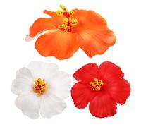 FOMIYES 3 Pcs Floral Hair Clips for Women Bright Hawaiian Flower Hair Pins in White Red Orange Easy to Use for Braids Buns Ponytails Stylish Summer Travel Party Decoration