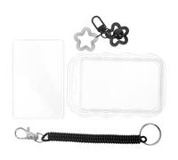 FOMIYES 3-Set Id Badge Holder with Black Spring Clip and Star Pendant Office Work Card Protector Sleeve for Bus Passes, Business Badges, Credit Cards