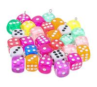 FOMIYES 30pcs Resin Pendants DIY Pendant Creative Unique Dice Shaped Key Chain for Craft Lovers Handicraft Works and Craft Projects Random Color