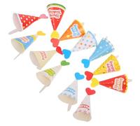 FOMIYES 36pcs Mini Birthday Party Cake Toppers Set with Polka Dot, Orange, Red-green Stripe, and Blue Star Patterned Paper Hats, Cute DIY Dessert Decorations for Small Cakes and Shower