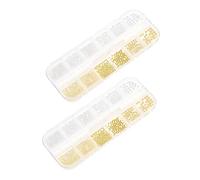 FOMIYES 3d Nail Art Studs 12-compartment Mixed Size Metal Steel Balls Gold Silver Nail Charms Diy Manicure Decoration Accessories for Women and Supplies