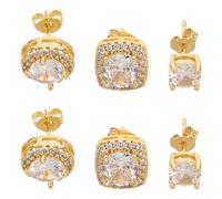FOMIYES 3pairs round Square Cubic Zirconia Studs Earrings Set for Women Men Tiny Cute Earrings for Ear Piercing Christmas Goody Bag Stuffers