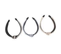 FOMIYES 3Pcs Beaded Hairband with Glitter Rhinestones and Pearls Knotted Wide Pearl Headbands for Women Elegant Hair Accessories in Beige Blue Black