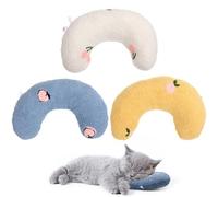 FOMIYES 3pcs Breathable U-shape Cat Neck Pillow Set, Comfortable Little Dog and Puppy Cushion for Calming Sleep, Supple Pet Cushion in Blue, White, and Yellow for Deep Rest